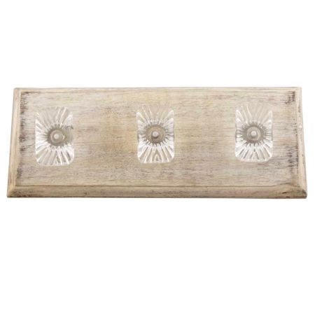 Clear Rectangle Glass Wooden Hook